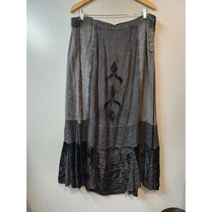 NWT Fashion Village Plus Size Maxi Skirt Goth Witchy  Black And Gray Size XL/XXL